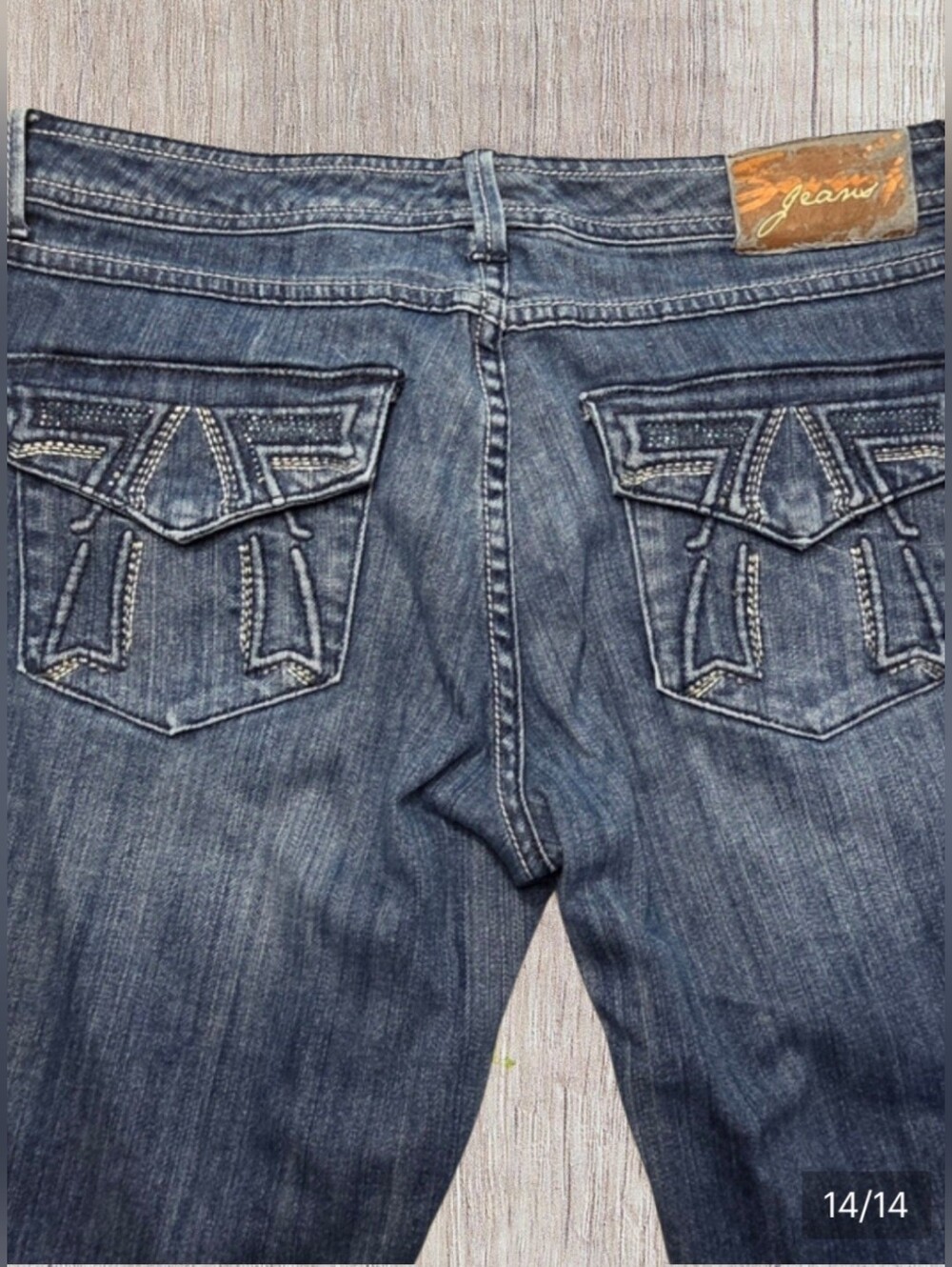 Seven7 Women's Blue Jeans Rhinestone Size 12 Boot Cut Medium Wash - Picture 14 of 14